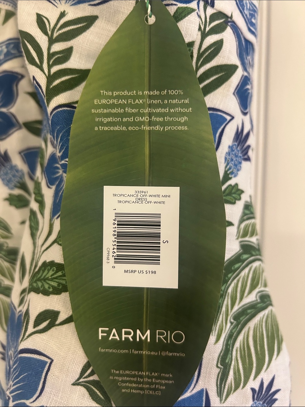 FARM Rio White Mini Dress with Blue and Green Floral Print - Picture 4 of 5